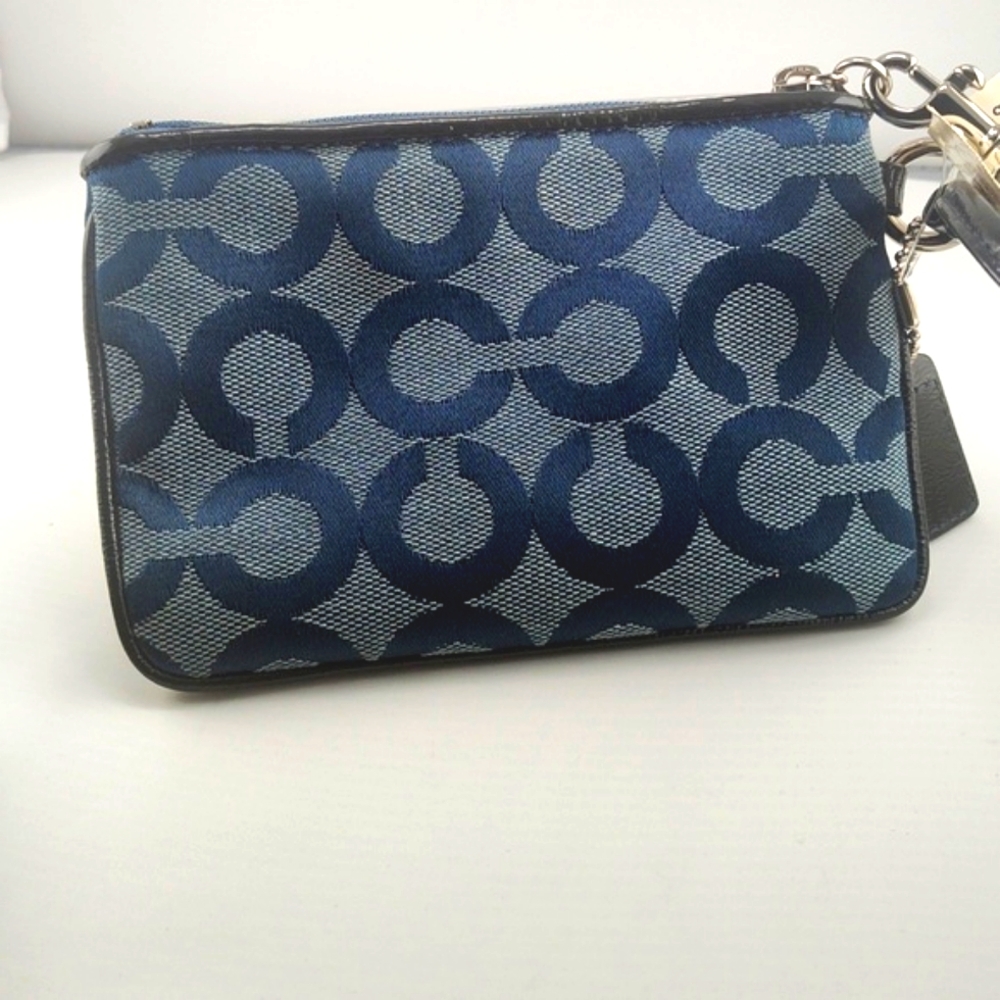 NWT Vintage Coach Poppy Signature Blue Wristlet - Picture 3 of 7